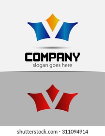 Crown icon design element, letter V symbol 