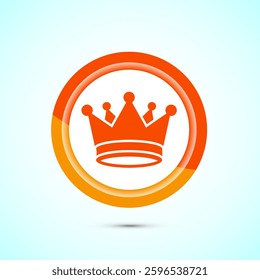 Crown icon design illustration, Royal crown sign symbol, Orange color button design
