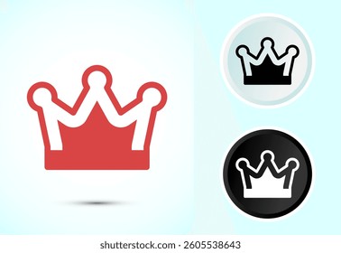 Crown icon design illustration, Royal crown sign symbol, Color black and white