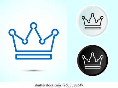Crown icon design illustration, Royal crown sign symbol, Color black and white