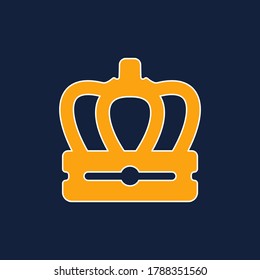 Crown icon design isolated on color background. Gold, yellow, navy blue. Trendy flat style. Vector illustration. Suitable for landing pages, stickers, logo, icons, templates stickers and posters.