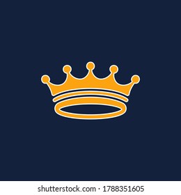 Crown icon design isolated on color background. Gold, yellow, navy blue. Trendy flat style. Vector illustration. Suitable for landing pages, stickers, logo, icons, templates stickers and posters.