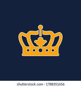 Crown icon design isolated on color background. Gold, yellow, navy blue. Trendy flat style. Vector illustration. Suitable for landing pages, stickers, logo, icons, templates stickers and posters.