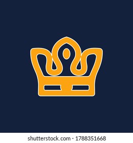 Crown icon design isolated on color background. Gold, yellow, navy blue. Trendy flat style. Vector illustration. Suitable for landing pages, stickers, logo, icons, templates stickers and posters.