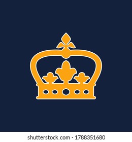 Crown icon design isolated on color background. Gold, yellow, navy blue. Trendy flat style. Vector illustration. Suitable for landing pages, stickers, logo, icons, templates stickers and posters.