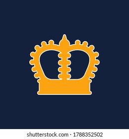 Crown icon design isolated on color background. Gold, yellow, navy blue. Trendy flat style. Vector illustration. Suitable for landing pages, stickers, logo, icons, templates stickers and posters.