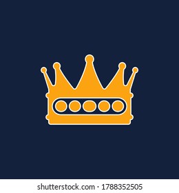Crown icon design isolated on color background. Gold, yellow, navy blue. Trendy flat style. Vector illustration. Suitable for landing pages, stickers, logo, icons, templates stickers and posters.
