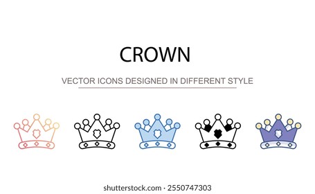 Diseño de icono de corona con fondo blanco