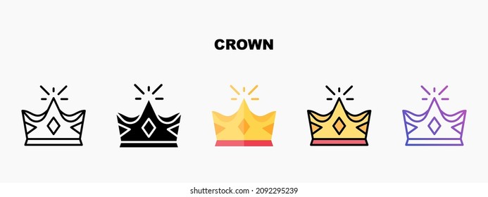 Crown icon designed in outline flat glyph filled line and gradient. Perfect for website mobile app presentation and any other projects. Enjoy this icon for your project.