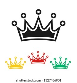 Crown Icon in different colors isolated on white background. Crown symbol for your web site design, logo, app, UI. Vector illustration