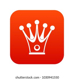 Crown icon digital red for any design isolated on white vector illustration