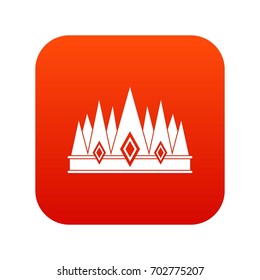 Crown icon digital red for any design isolated on white vector illustration