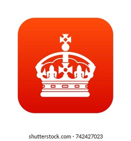 Crown icon digital red for any design isolated on white vector illustration