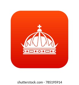 Crown icon digital red for any design isolated on white vector illustration