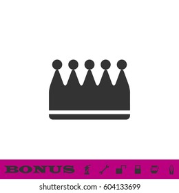 Crown icon flat. Black pictogram on white background. Vector illustration symbol and bonus button