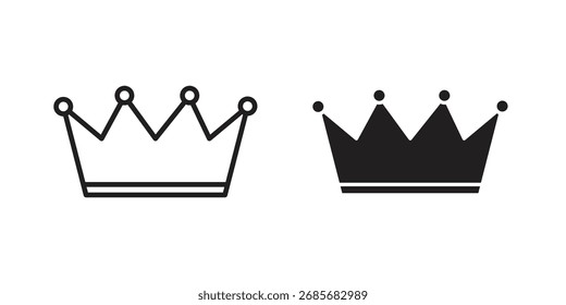 Icono de la corona plana logo blanco y negro