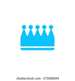 Crown icon flat. Blue pictogram on white background. Vector illustration symbol