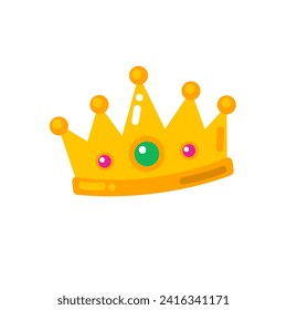 Crown icon in flat color style. Princess symbol vector illustration on white isolated background.