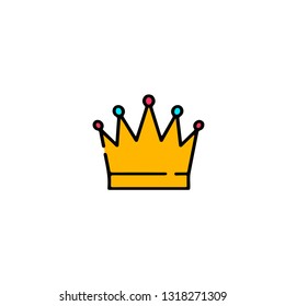 Crown icon, flat design line art thin style, vector illustration. Festive carnivals in Brazil and Mardi Gras in Venice