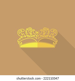 Crown icon, flat design vector