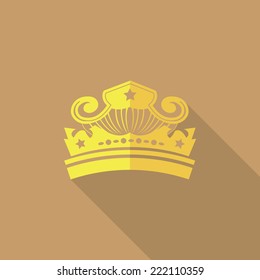 Crown icon, flat design vector