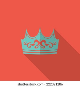 Crown icon, flat design vector