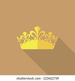 Crown icon, flat design vector