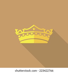 Crown icon, flat design vector