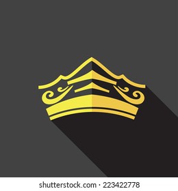 Crown icon, flat design vector