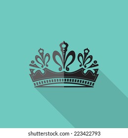 Crown icon, flat design vector