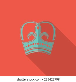 Crown icon, flat design vector
