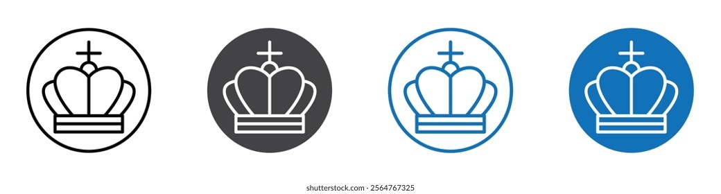 Crown icon flat editable icon mark set.