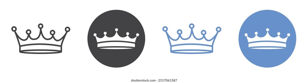 Conjunto de símbolos de línea plana de icono de corona.