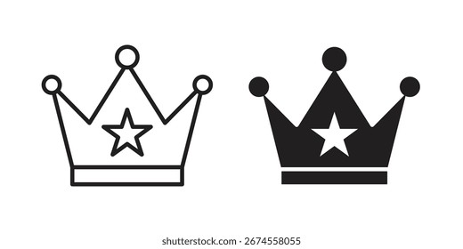 Icono de la corona en estilo de moda plano y forro para diseños de ui App