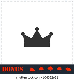 Crown icon flat. Simple vector symbol and bonus icon