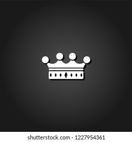 Crown icon flat. Simple White pictogram on black background with shadow. Vector illustration symbol