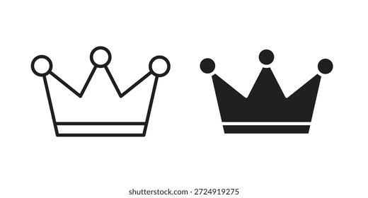 Icono de corona plana y colección de trazo para ui ux trabajo.