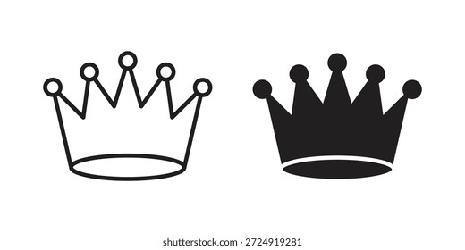 Icono de corona plana y colección de trazo para ui ux trabajo.