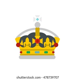 Crown icon in flat style isolated on white background. Power symbol vector illustration