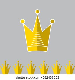 Crown Icon in Flat Style Isolated On Gray Background