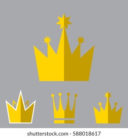 Crown Icon in Flat Style Isolated On Gray Background
