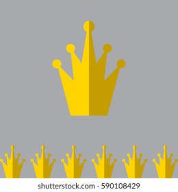 Crown Icon in Flat Style Isolated On Gray Background