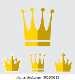 Crown Icon in Flat Style Isolated On Gray Background