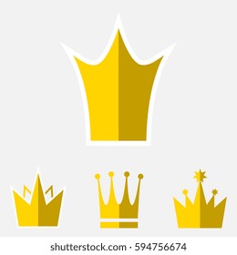Crown Icon in Flat Style Isolated On Gray Background