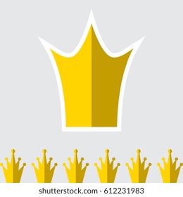 Crown Icon in Flat Style Isolated On Gray Background