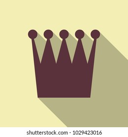crown Icon in flat style with long shadow