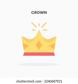 Icono de la corona plano. Ilustración vectorial sobre fondo blanco. Se puede usar para web, app, producto digital, presentación, interfaz de usuario y muchos más.