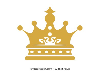 Crown icon, gold on a white background, vector image