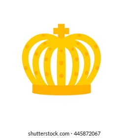 crown icon. Gold crown with precious stones flat icon