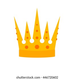 crown icon. Gold crown with precious stones